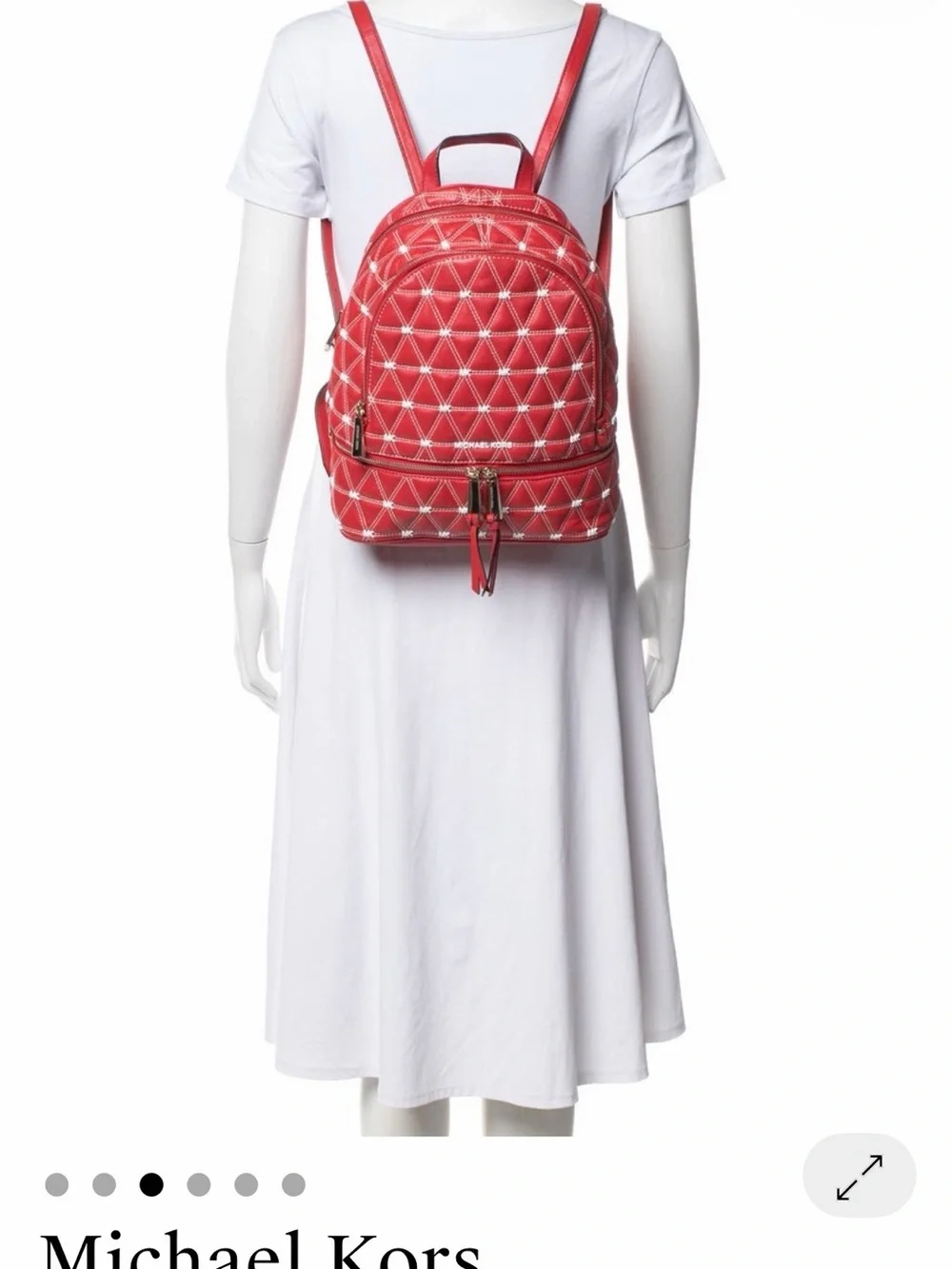 Michael Kors Red Quilted Mini Backpack with Gold Hardware